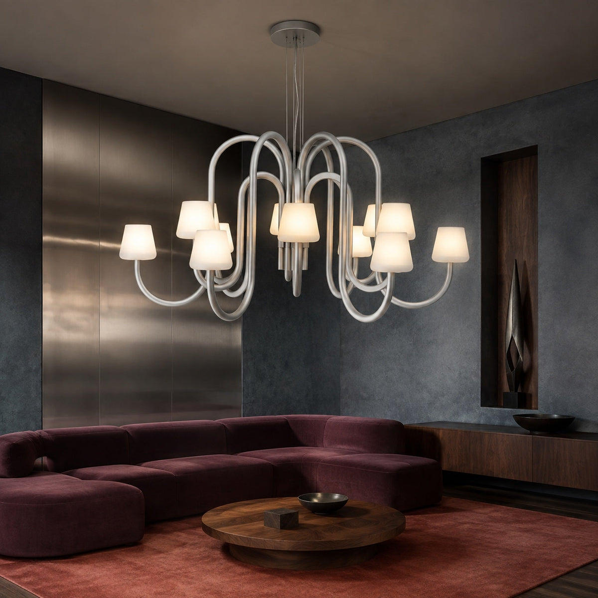 
Apollo Gray Aluminum and Opal Glass Chandelier