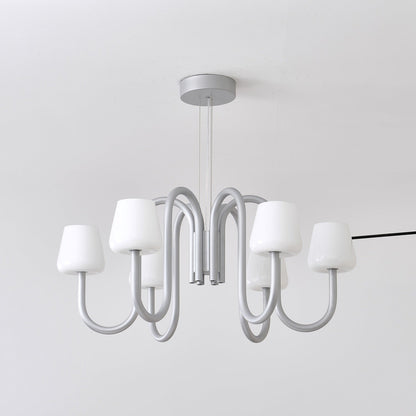 Apollo Gray Aluminum and Opal Glass Chandelier