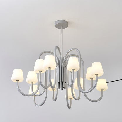Apollo Gray Aluminum and Opal Glass Chandelier