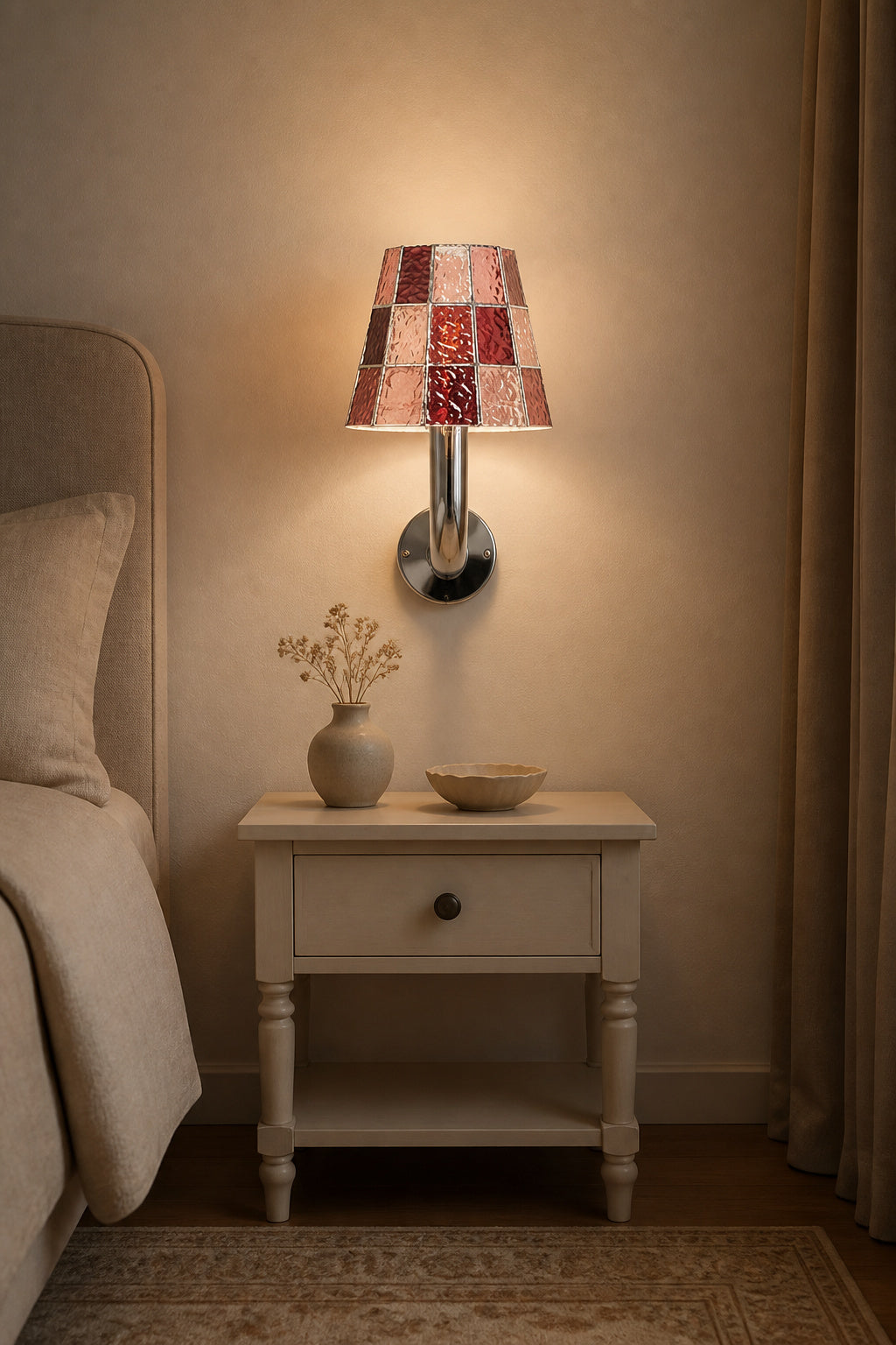 
Mosaic Glow Textured Glass Long-Arm Wall Sconce