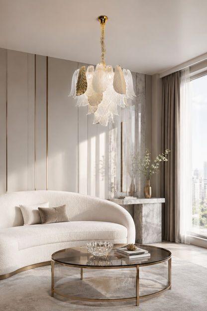 Velipetal Ceramic and Glass Round Chandelier